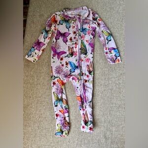 Posh Peanut Pink Butterfly Bamboo Convertible Romper 3-6 Months